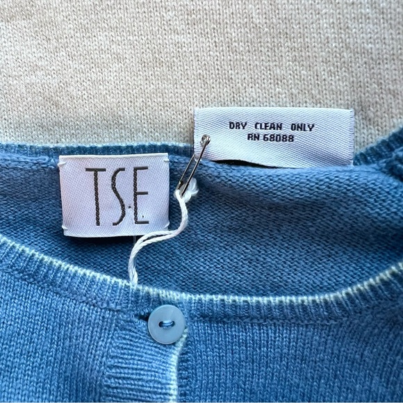 French Blue 100% Cashmere NWT Cardigan Sweater Size Large by TSE - Picture 8 of 12